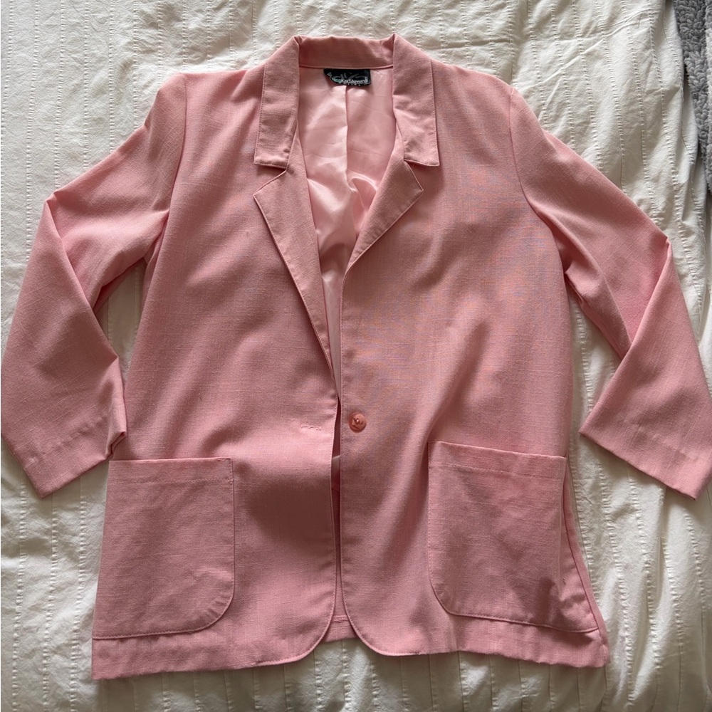 Charming Y2K Pink Women's Linen Blazer